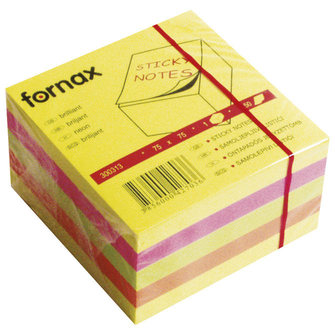 000006812 Blok samoljepljiv kocka 75x75 mm 450L Fornax neon - Slika 1