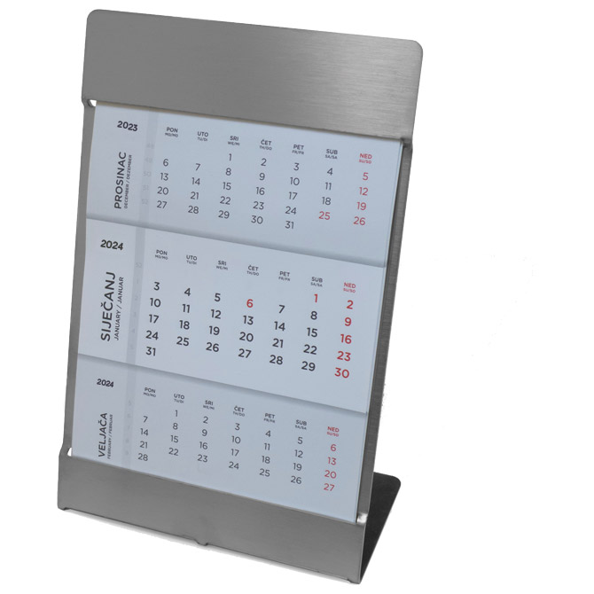 000026343 Kalendar stolni-pomični 11,5x17,8 cm inox postolje - Slika 1