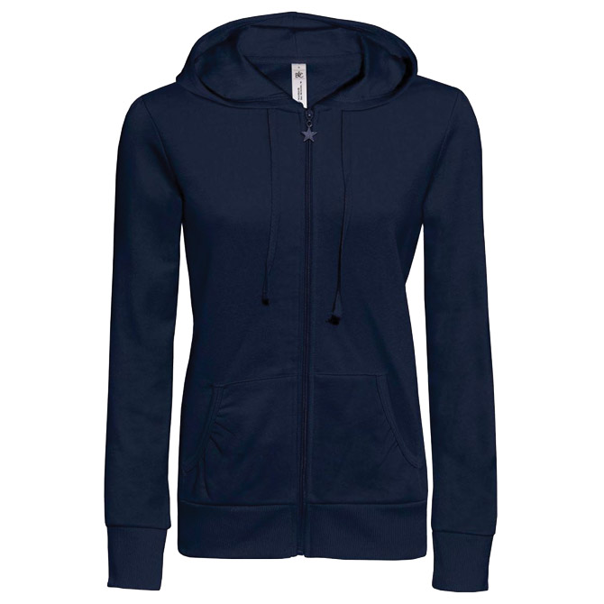 900004518 Majica dugi rukavi ženska zip B&C Wonder 280g tamnoplava XL!! - Image 1